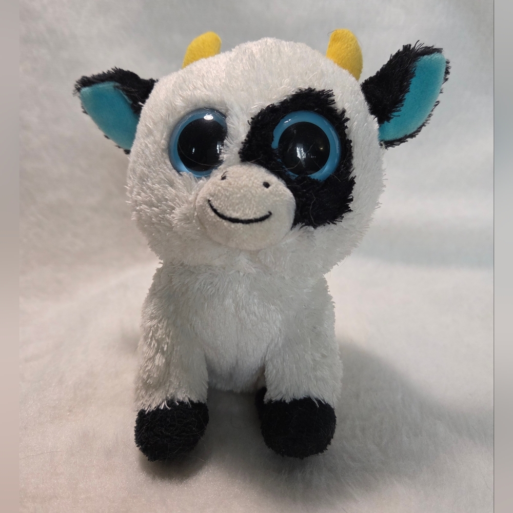 DAISY Beanie Boos Cow White with Black and Blue NO TAGS
